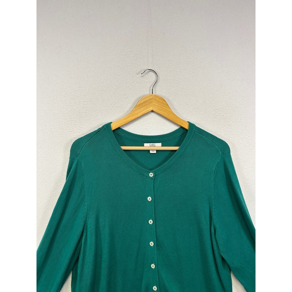 Croft & Barrow Classic Preppy Women Large Green Button Front Cardigan - Picture 7 of 9